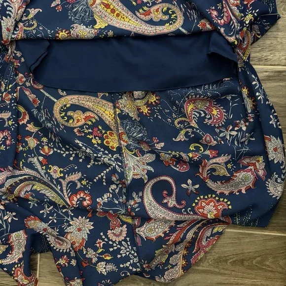 Bisou Bisou Maxi Dress 14 Navy Paisley Colorful Resortware Cruise Career - Picture 10 of 12